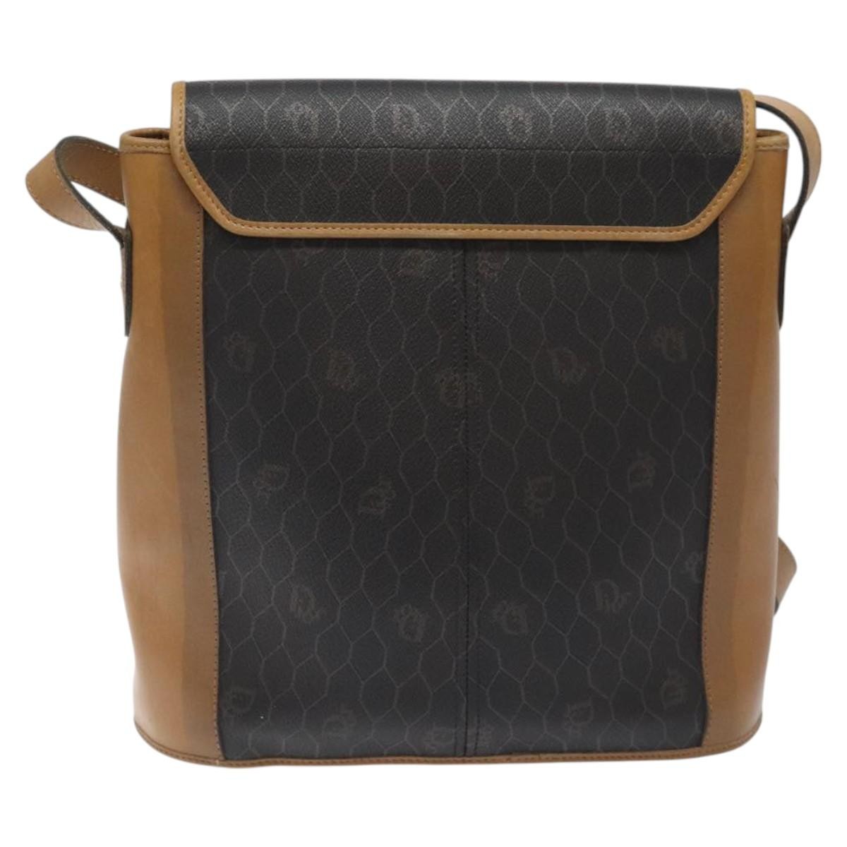 Christian Dior Honeycomb Flap Crossbody Bag Canvas And Leather Black Canvas Bag  