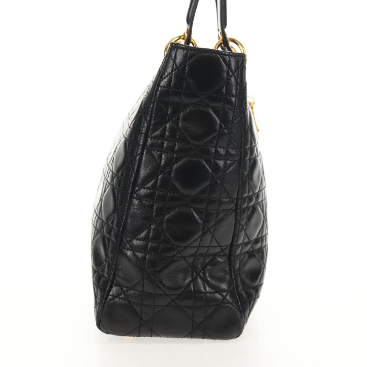 Christian Dior Lady Dior Bag Cannage Quilt Lambskin Black Leather Bag  