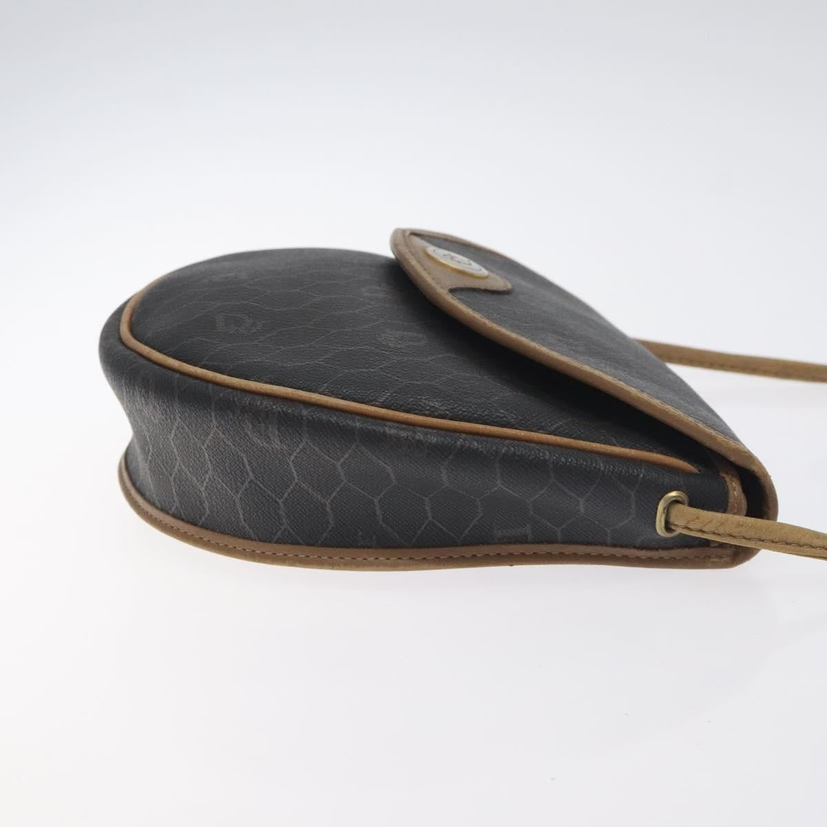 Christian Dior Honeycomb Flap Crossbody Bag Coated Canvas Black Canvas Bag  