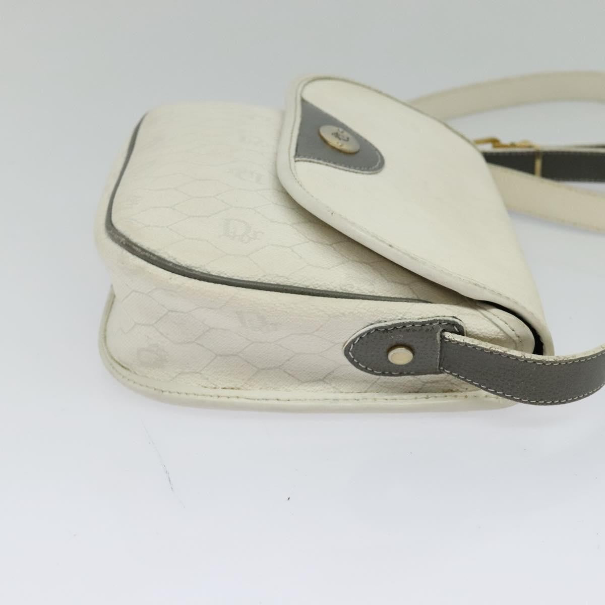 Christian Dior Honeycomb Flap Crossbody Bag Coated Canvas White Canvas Bag  