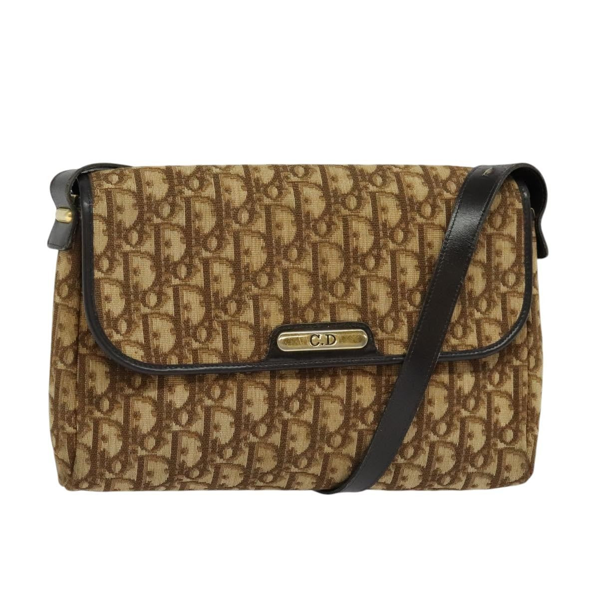 Christian Dior Trotter Flap Shoulder Bag Canvas Brown Canvas Bag  