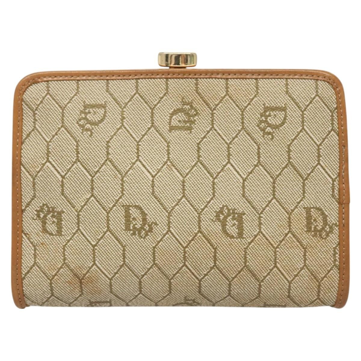 Christian Dior Honeycomb Zip Pouch Coated Canvas Beige Pvc Clutche & Pouche Bag  