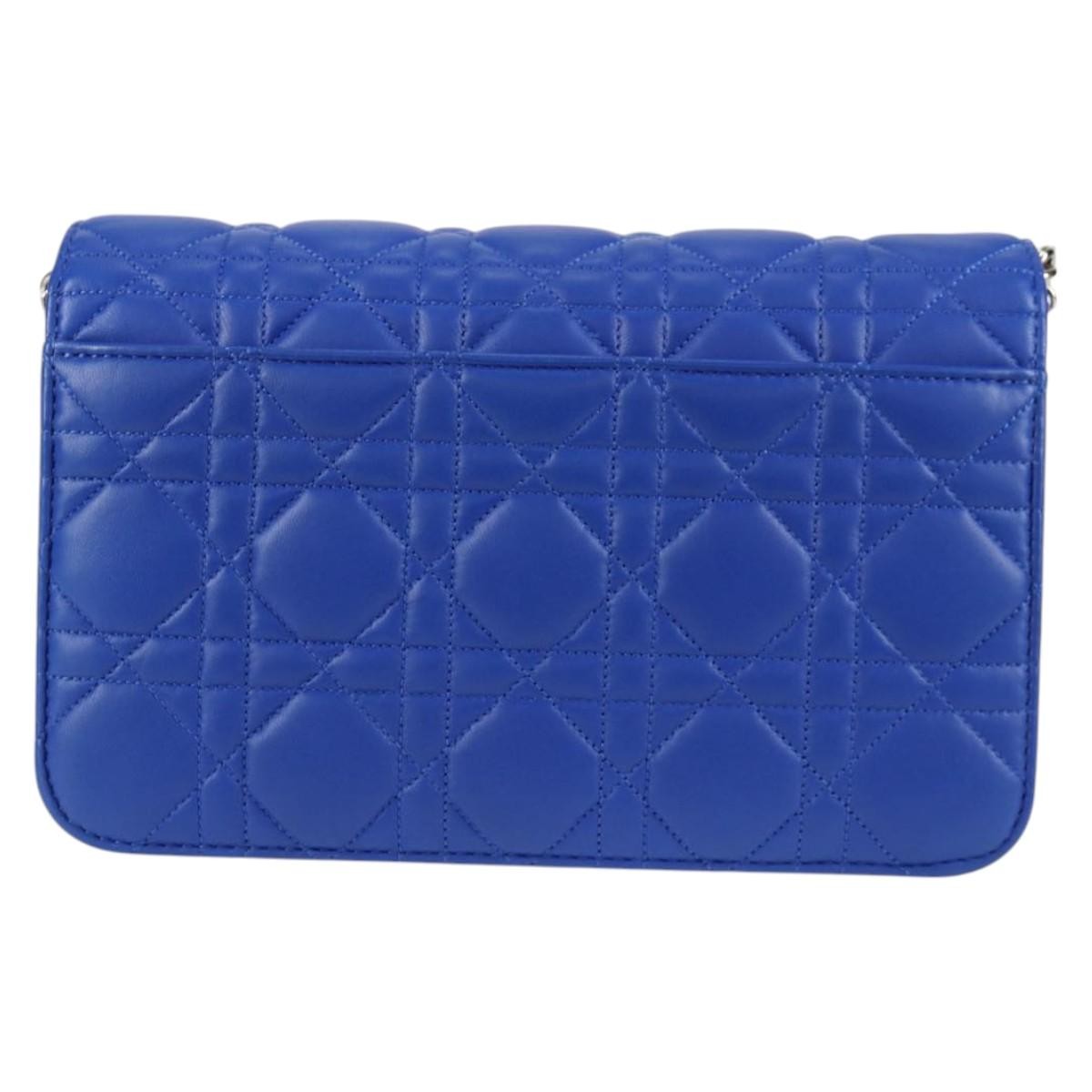 Christian Dior Miss Dior Promenade Pouch Cannage Quilt Lambskin Blue Leather Shoulder Bag Bag  