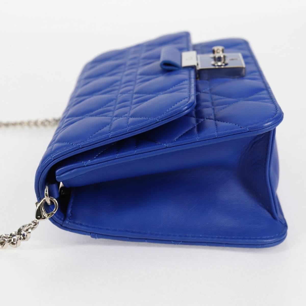 Christian Dior Miss Dior Promenade Pouch Cannage Quilt Lambskin Blue Leather Shoulder Bag Bag  