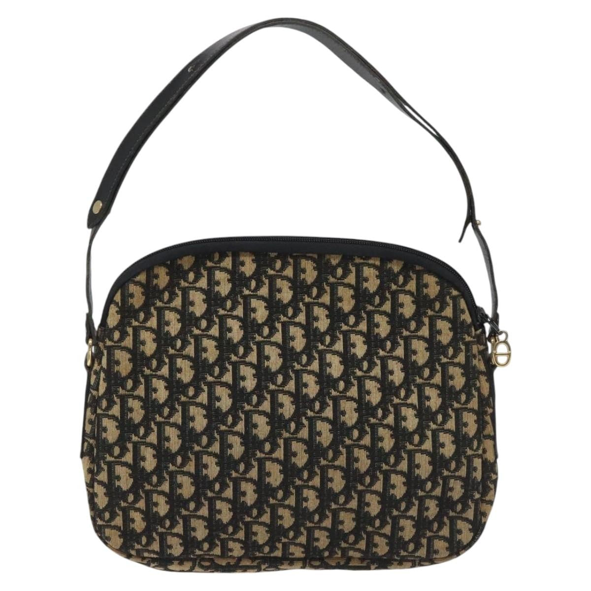 Christian Dior Trotter Shoulder Bag Canvas Black Canvas Bag  