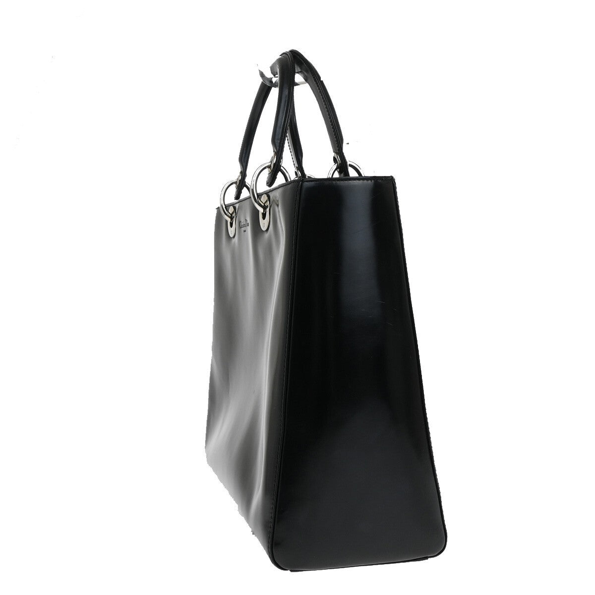 Christian Dior Lady Dior Patent Noir Cuir Vernis Black Patent_Leather Bag  