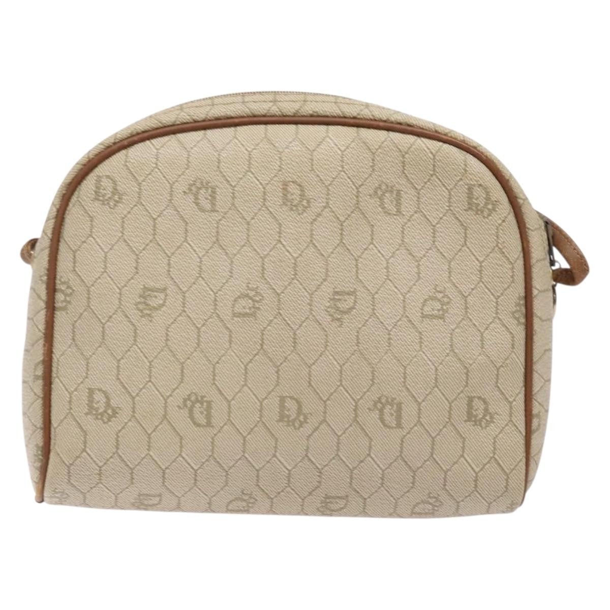 Christian Dior Honeycomb Shoulder Bag Canvas Beige Canvas Bag  