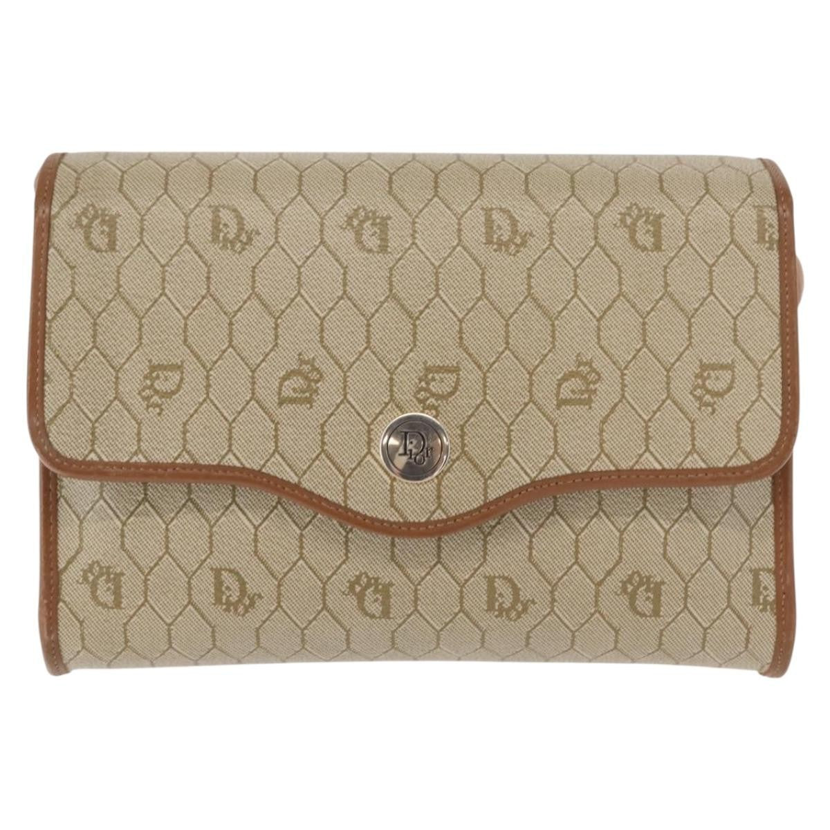 Christian Dior Honeycomb Flap Crossbody Bag Canvas And Leather Beige Canvas Shoulder Bag Bag  