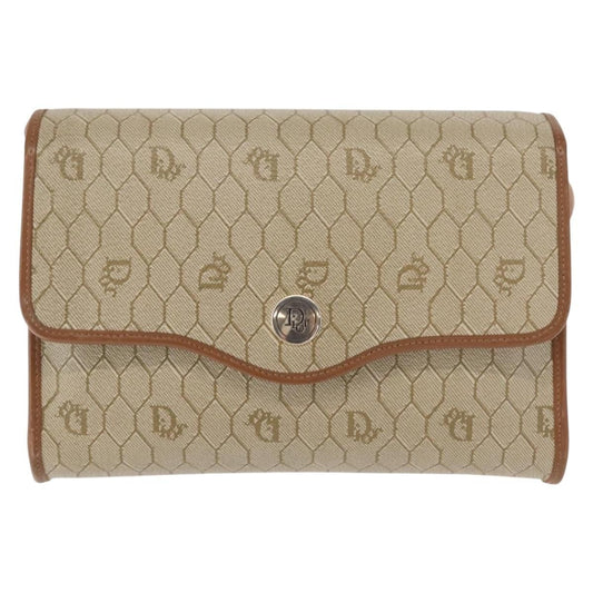 Christian Dior Honeycomb Flap Crossbody Bag Canvas And Leather Beige Canvas Shoulder Bag Bag  