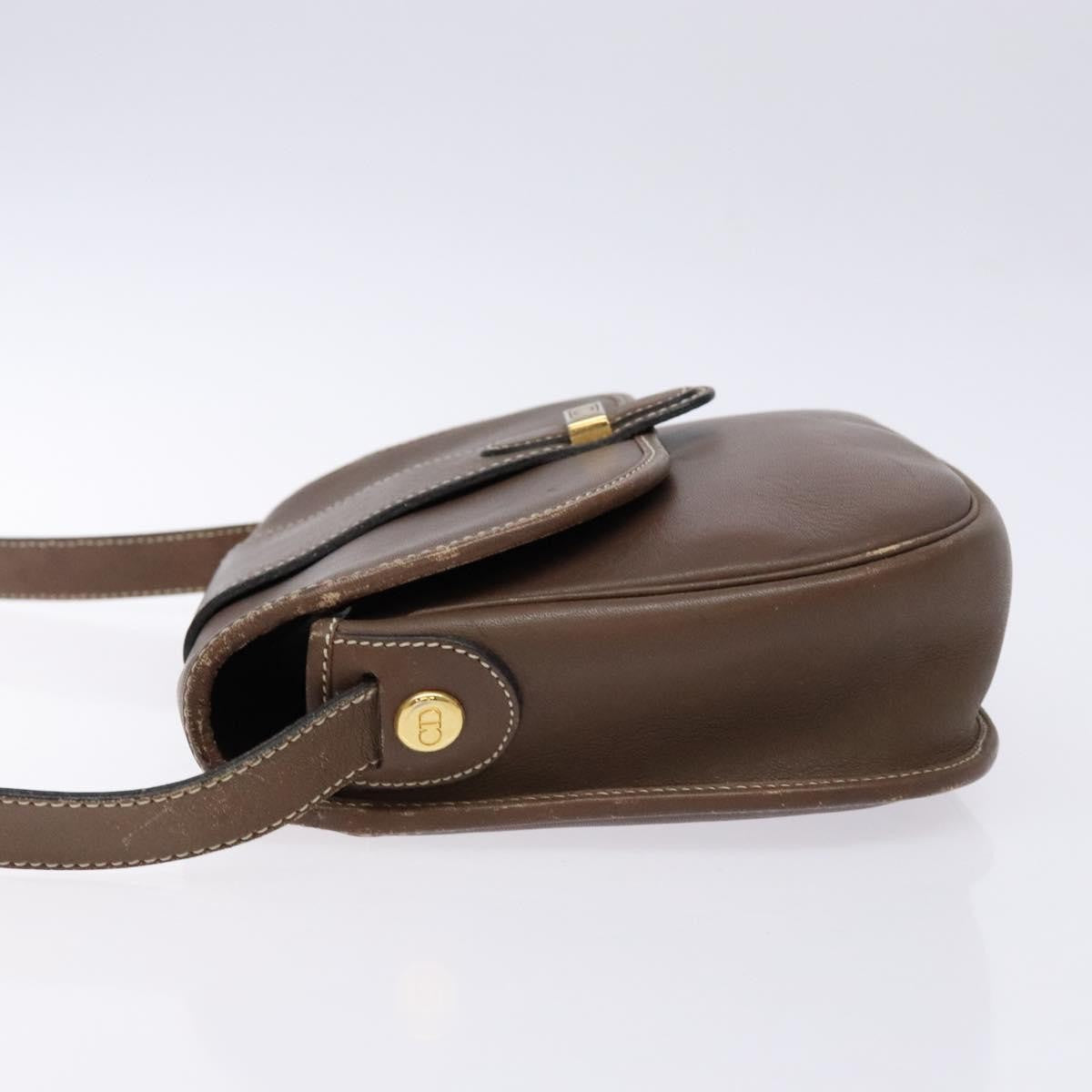Christian Dior Cd Flap Shoulder Bag Leather Brown Leather Shoulder Bag Bag  