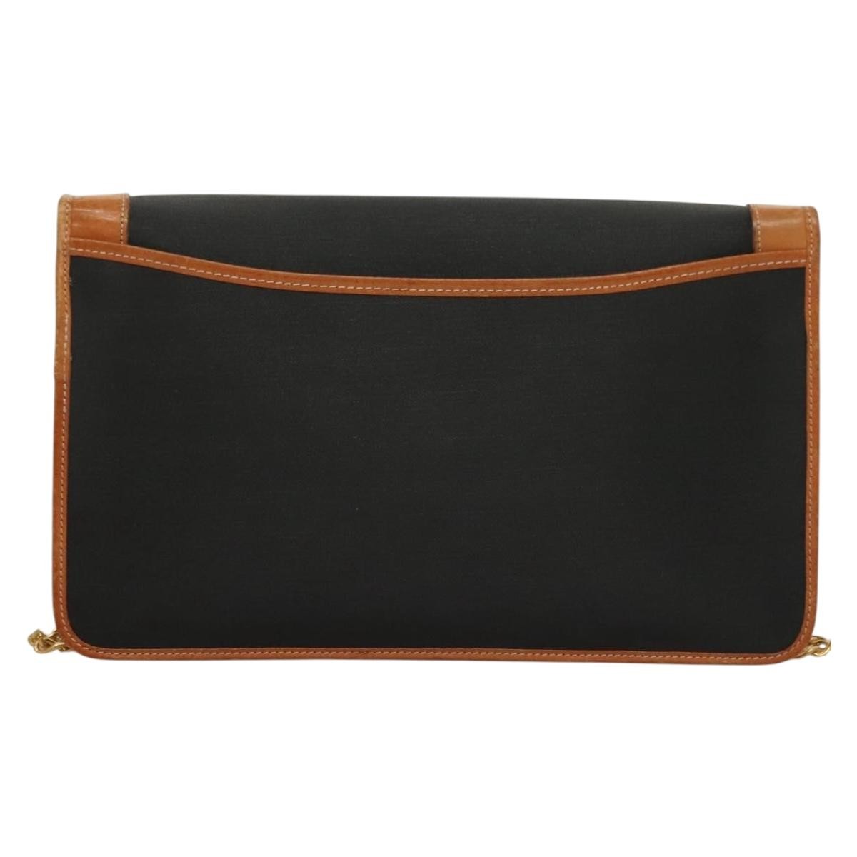Christian Dior Cd Chain Flap Shoulder Bag Canvas Black Pvc Shoulder Bag Bag  