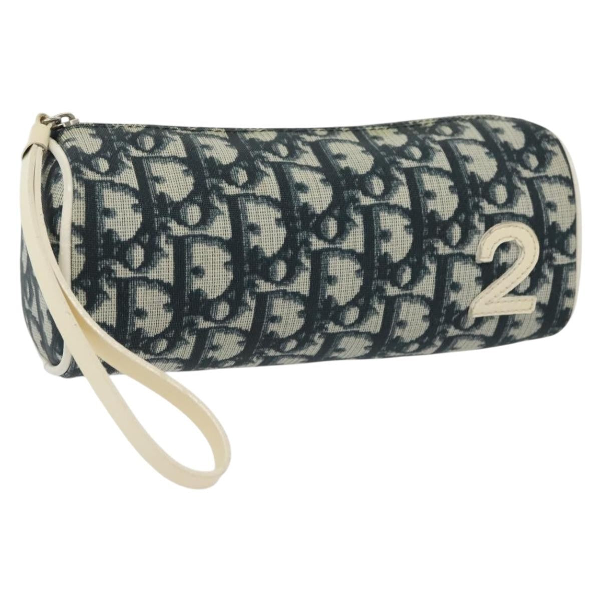 Christian Dior Trotter Pouch Canvas Navy Canvas Bag  