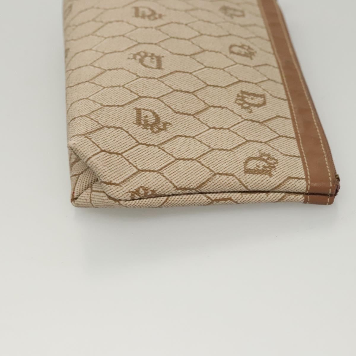Christian Dior Honeycomb Zip Pouch Coated Canvas Beige Pvc Bag  