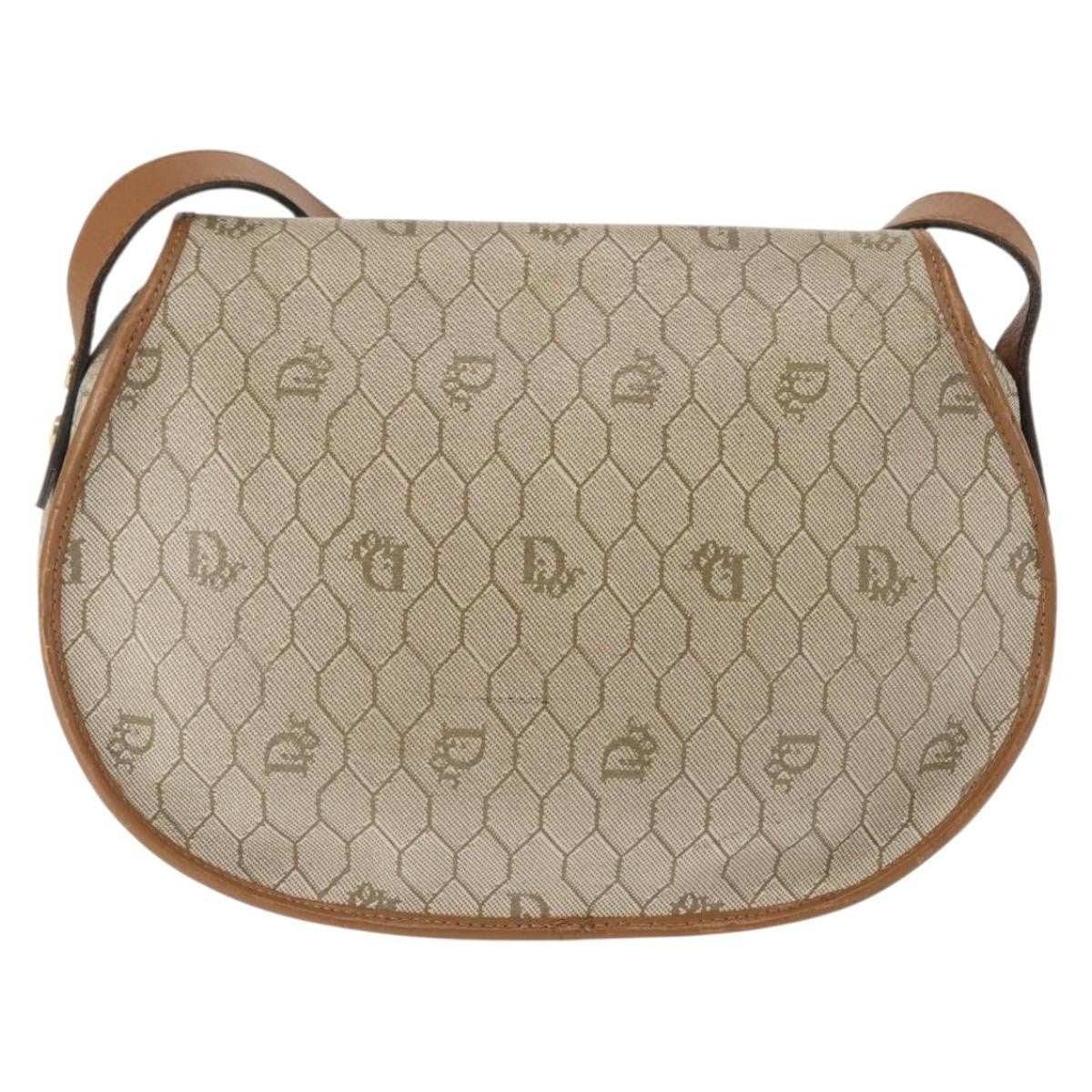 Christian Dior Honeycomb Flap Crossbody Bag Coated Canvas Beige Canvas Bag  