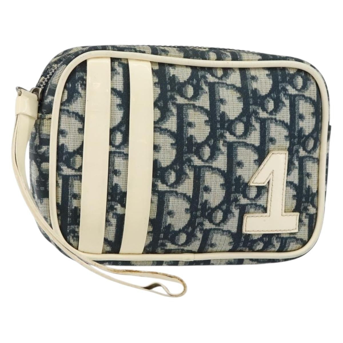 Christian Dior Trotter Pouch Diorissimo Canvas Navy Pvc Clutche & Pouche Bag  