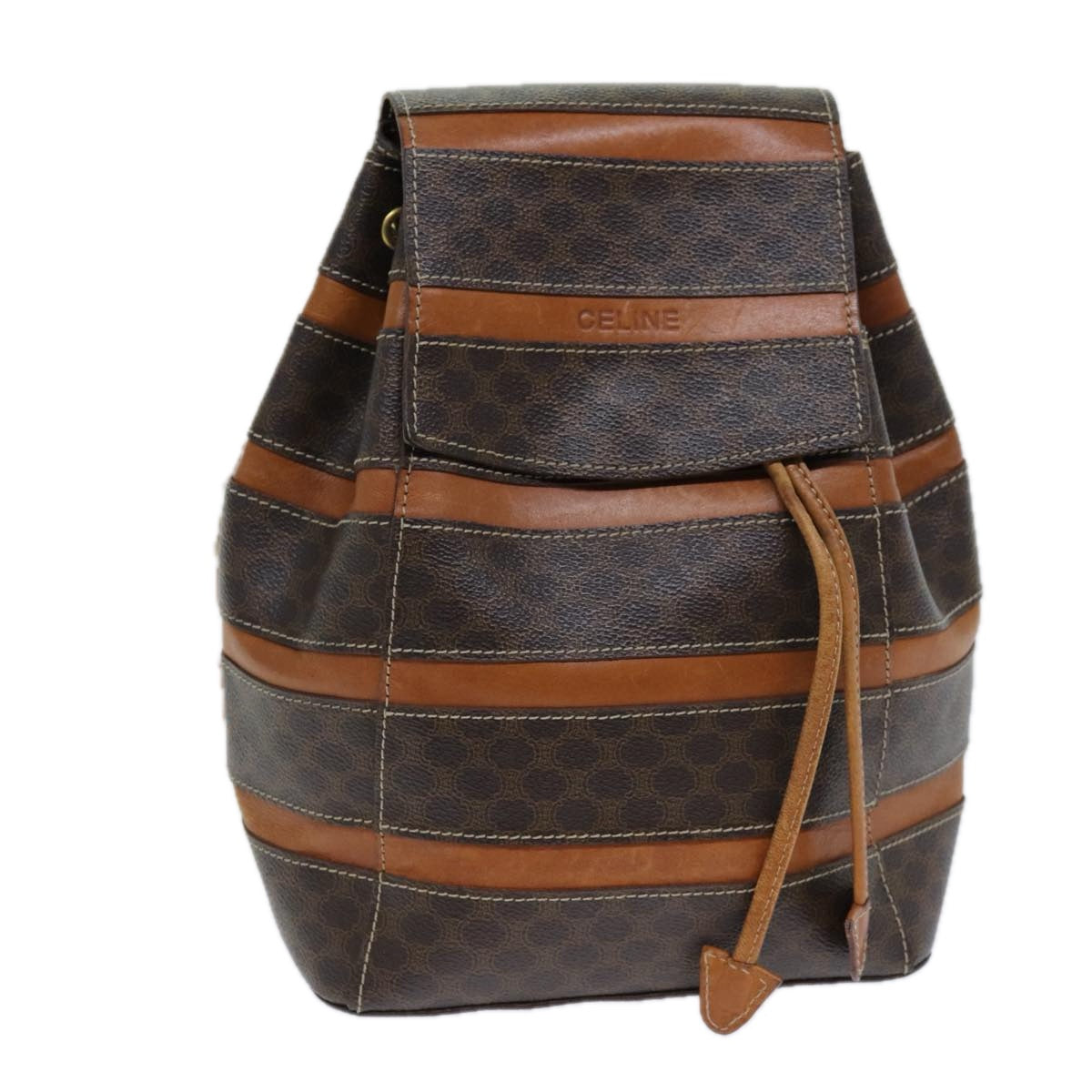 Luxury CELINE Macadam Canvas Backpack PVC Brown S1578