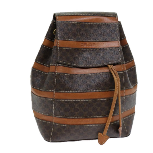 Luxury CELINE Macadam Canvas Backpack PVC Brown S1578