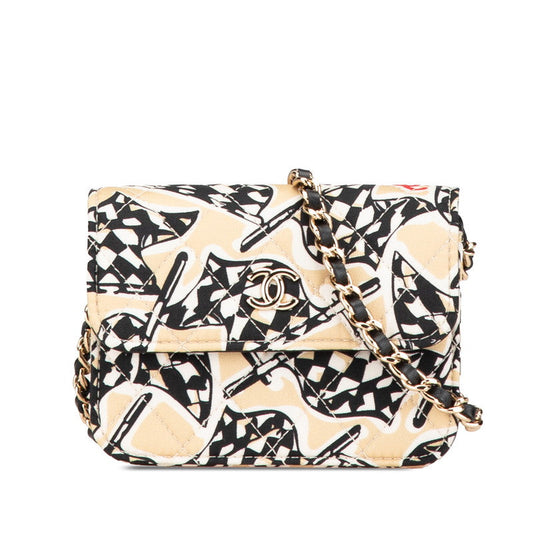 Chanel Matelasse Coco Checker Flag Motif Canvas Leather Mini Shoulder Bag