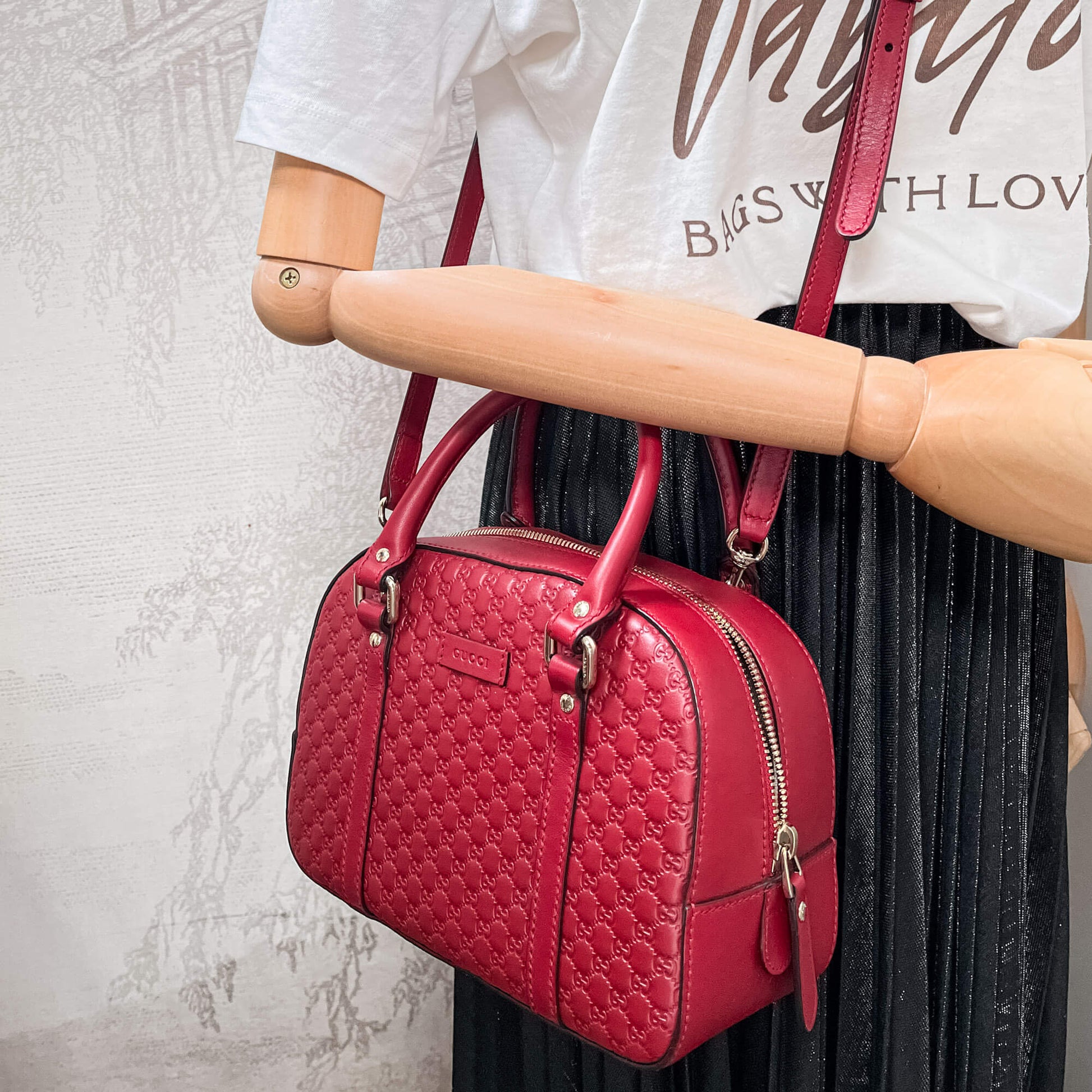 Gucci Guccissima Red Leather Handbag Style 1