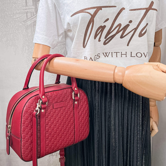 Gucci Guccissima Red Leather Handbag Style 1