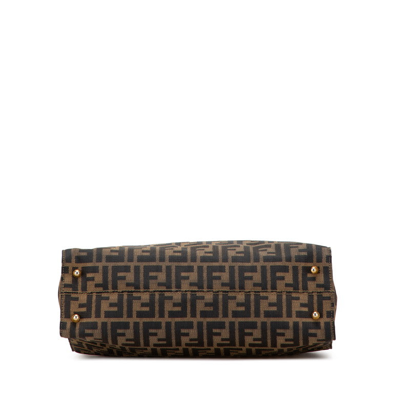 Fendi Zucca Canvas Leather Tote Bag