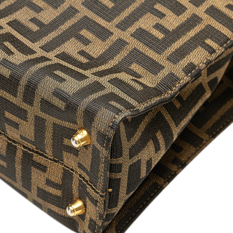 Fendi Zucca Canvas Leather Tote Bag