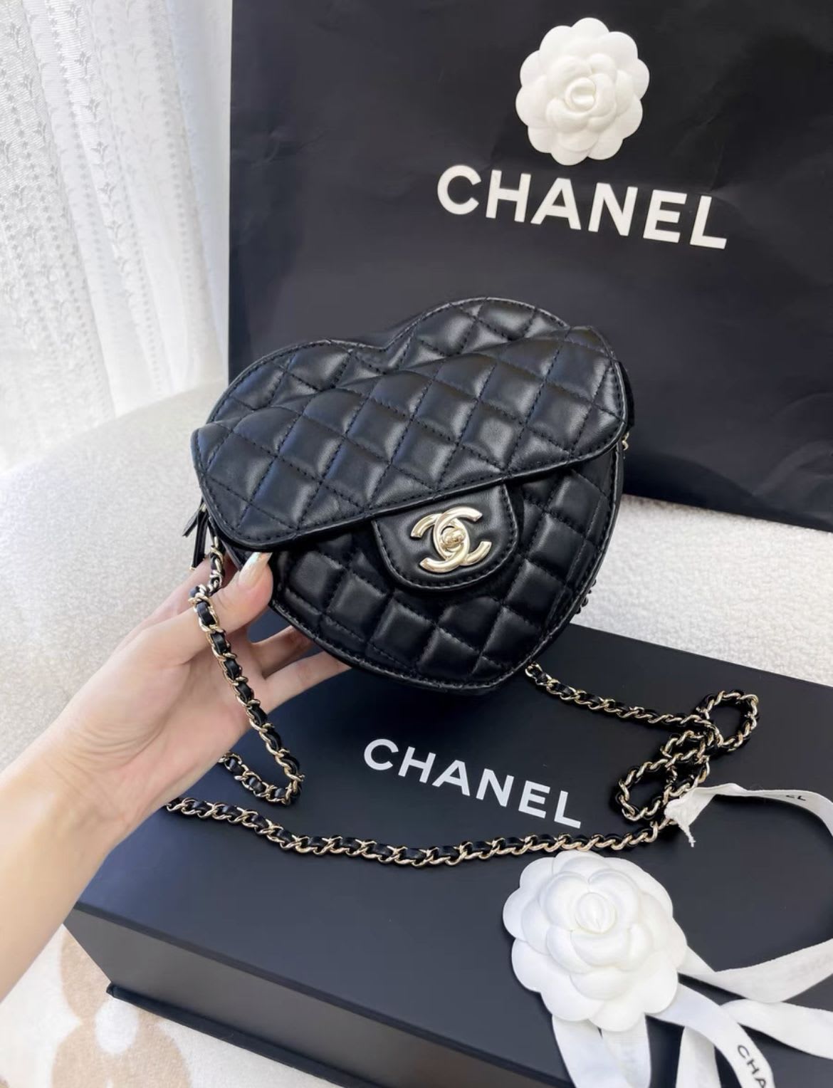 Chanel black large heart bag