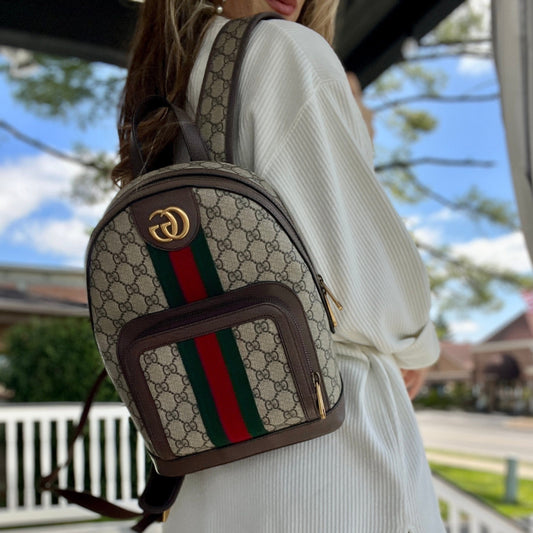 Gucci Monogram Leather Canvas Shoulder Bag