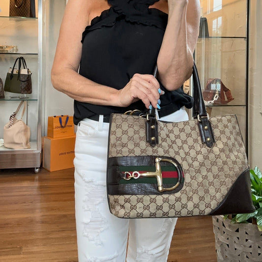 Gucci Leather Canvas Tote