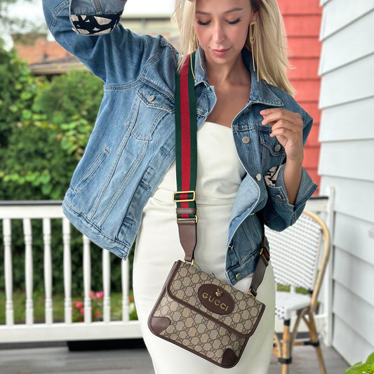 Gucci Monogram Leather Canvas Shoulder Bag