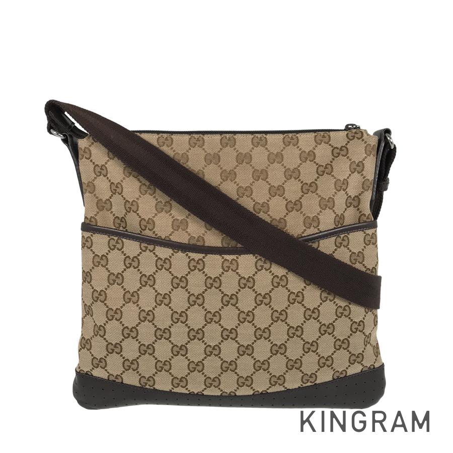 Gucci Twist Leather Canvas Shoulder Bag