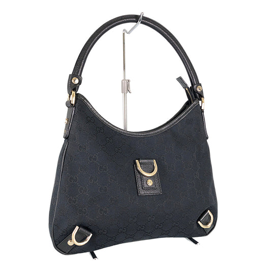 Gucci Twist Leather Canvas Shoulder Bag