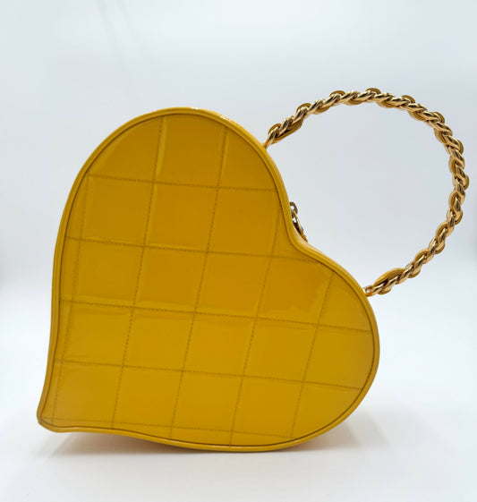 Chanel 1995 Barbie Yellow Heart Vanity Bag