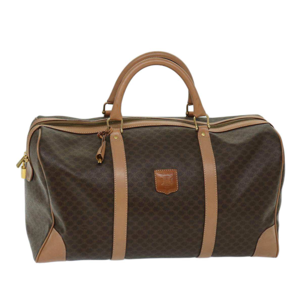Luxury CELINE Macadam Canvas Boston Bag PVC Brown tb1060