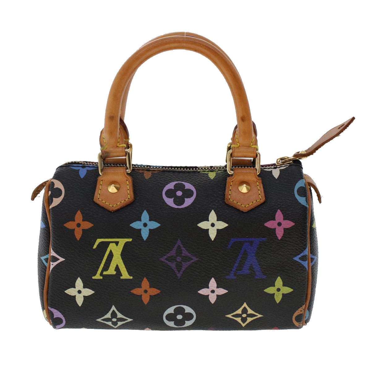 LOUIS VUITTON Monogram Multicolor Mini Hand Bag Black Auth tb787