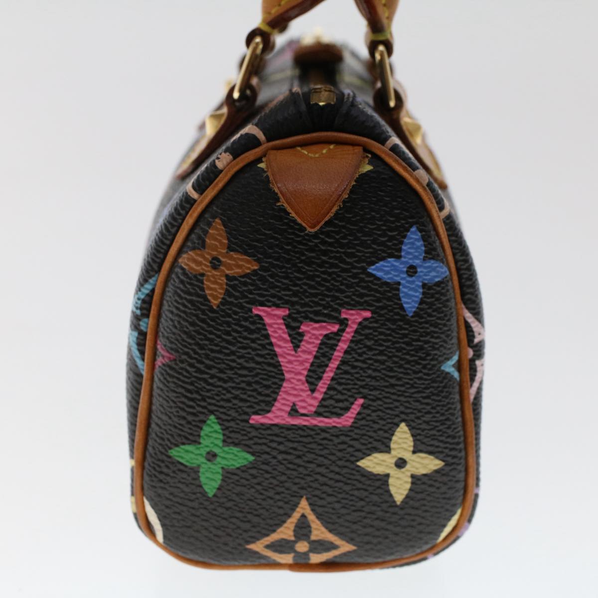 LOUIS VUITTON Monogram Multicolor Mini Hand Bag Black Auth tb787