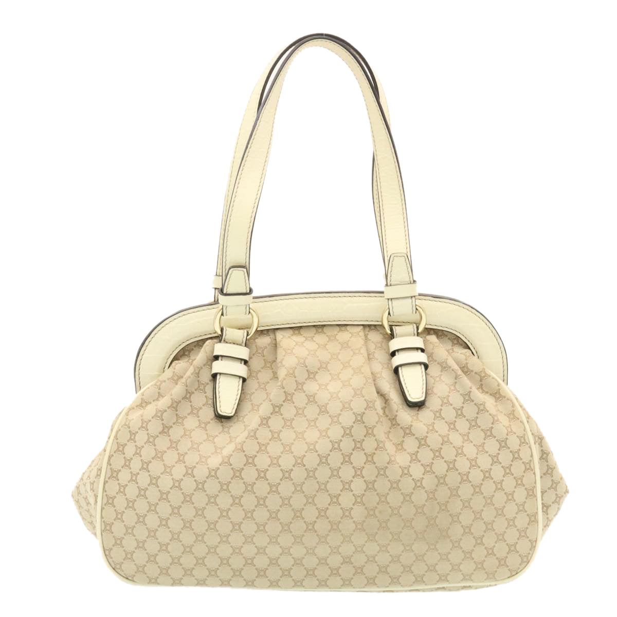 Luxury CELINE Macadam Canvas 2way Shoulder Bag Hand Bag Beige th2019