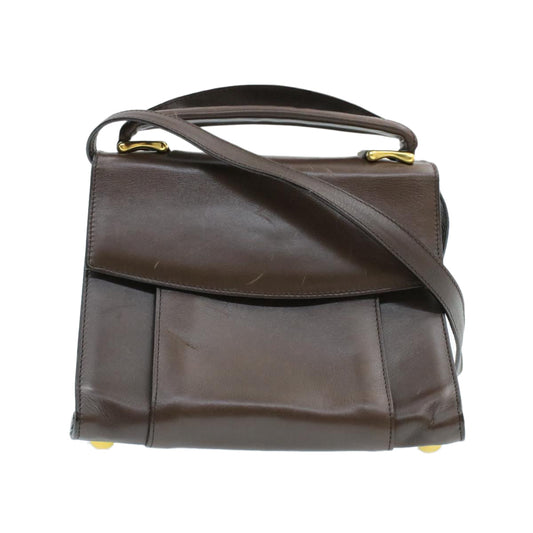 Luxury CELINE Hand Bag Leather 2way Brown rd530