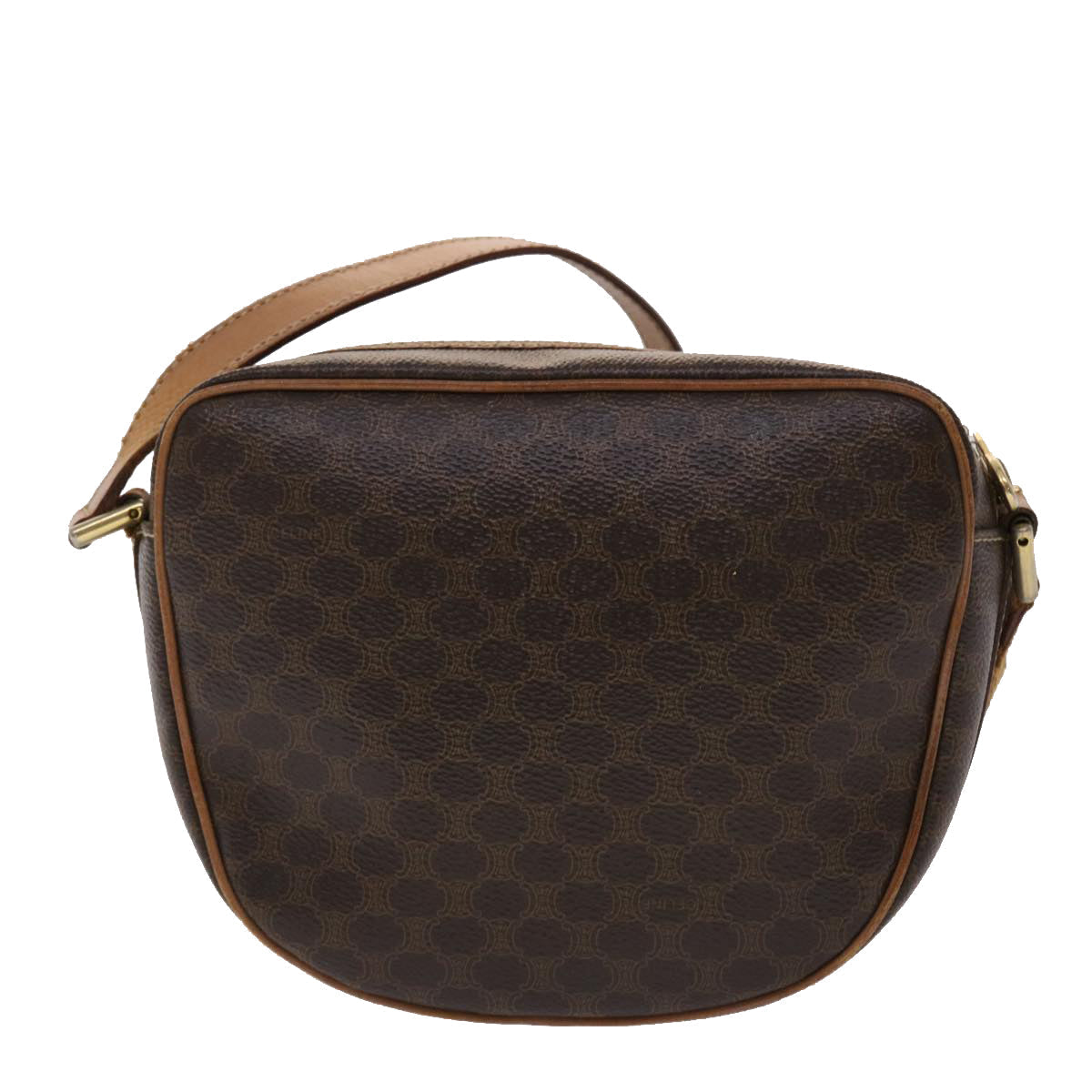 Luxury CELINE Macadam Canvas Shoulder Bag PVC Leather Brown rd4009