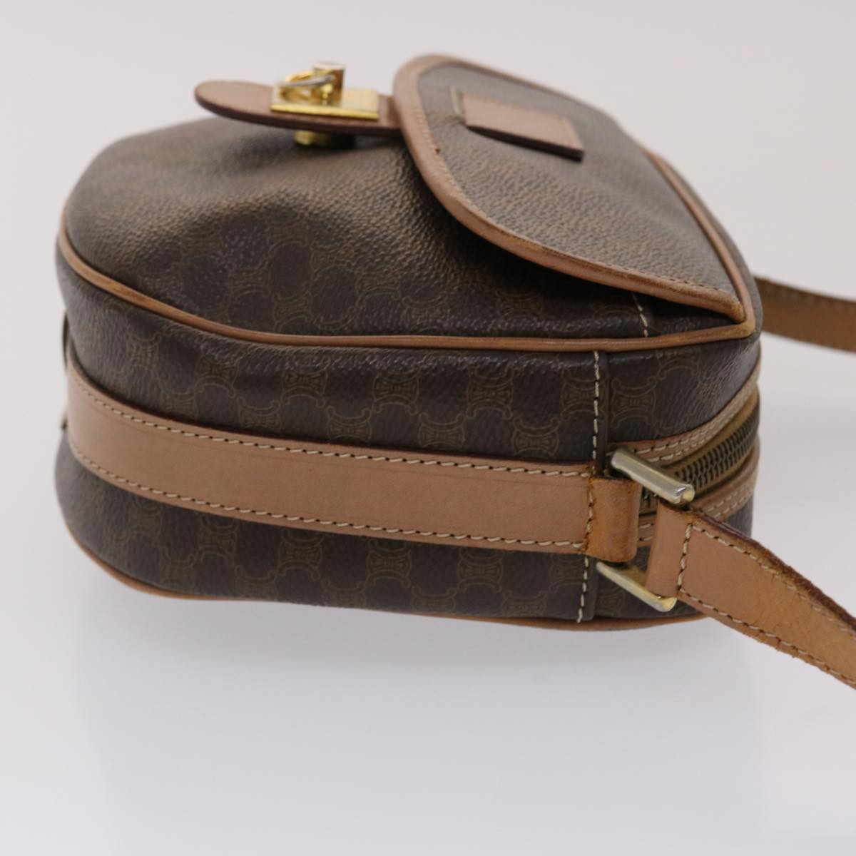 Luxury CELINE Macadam Canvas Shoulder Bag PVC Leather Brown rd4009