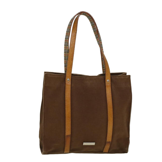 Burberry Blue Label Tote Bag Canvas Leather Brown Auth ti1321