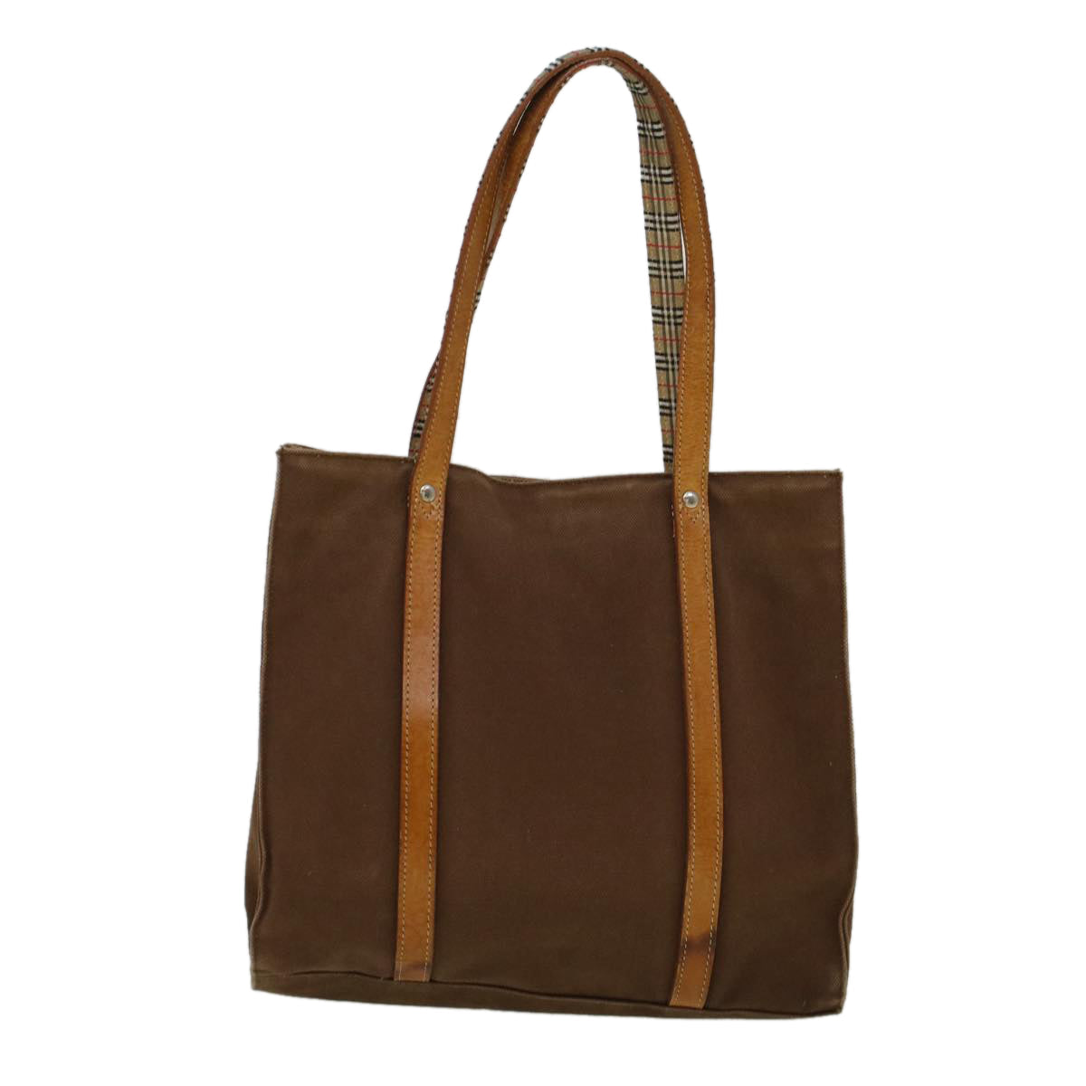 Burberry Blue Label Tote Bag Canvas Leather Brown Auth ti1321
