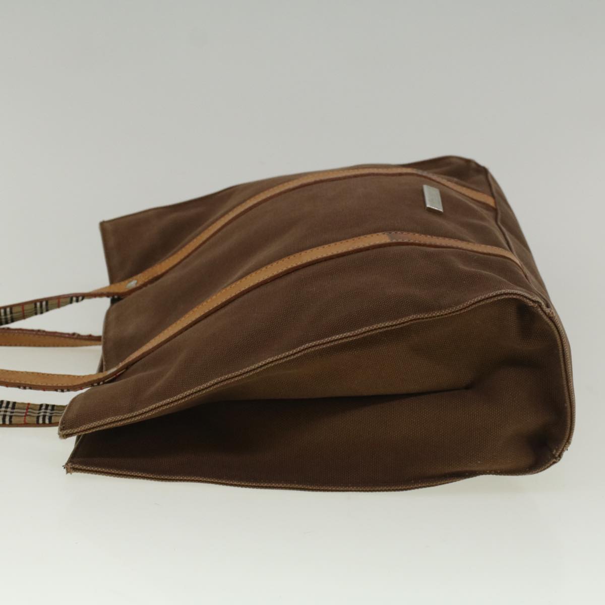 Burberry Blue Label Tote Bag Canvas Leather Brown Auth ti1321