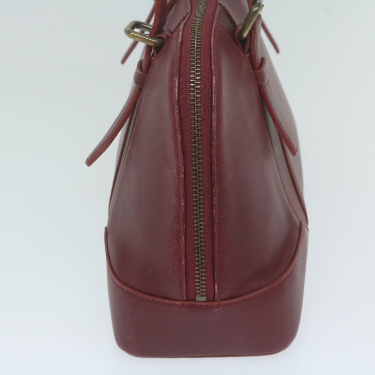 Burberry Hand Bag Leather Red Auth ti1480