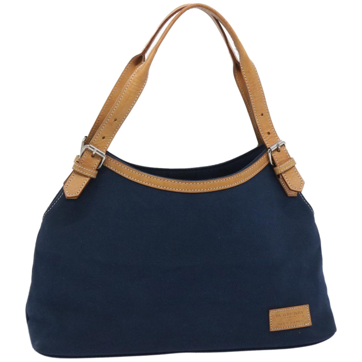 Burberry Blue Label Tote Bag Canvas Navy Auth ti1535