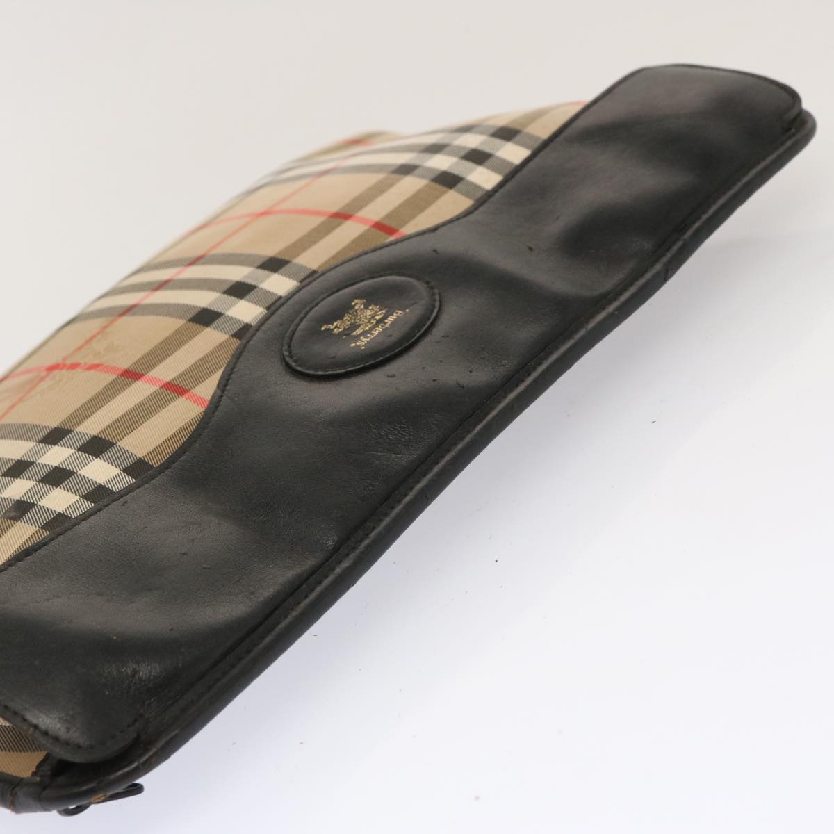 Burberry Nova Check Clutch Bag Canvas Beige Auth ti1616