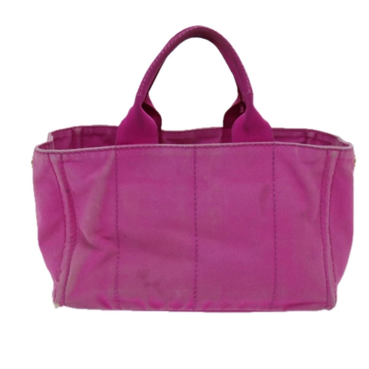 PRADA Canapa MM Hand Bag Canvas Pink Auth