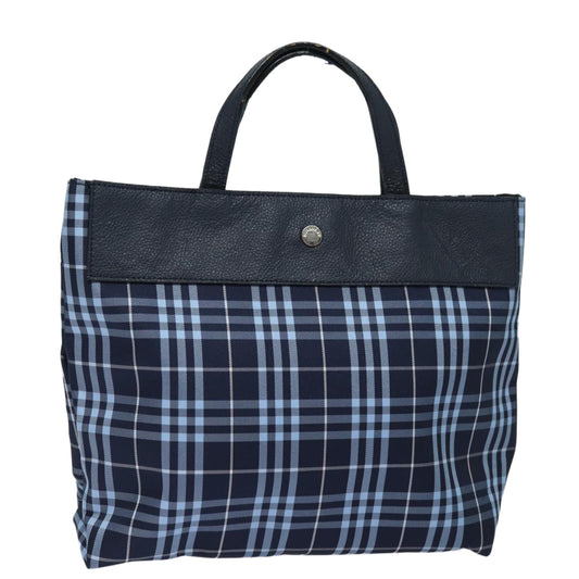 Burberry Nova Check Hand Bag Nylon Navy Auth ti1769