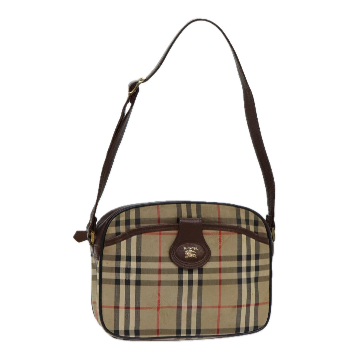 Burberry Nova Check Blue Label Hand Bag Canvas Black Auth ti1774