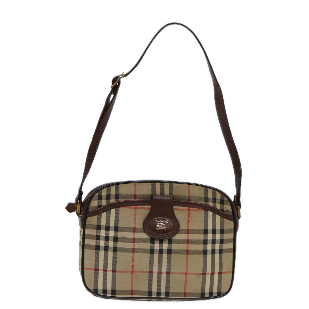 Burberry Nova Check Blue Label Hand Bag Canvas Black Auth ti1774